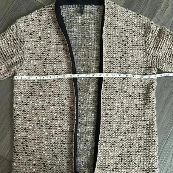🔥Y.A.S.🔥 | Nude, black and white speckled wool blend knit cardigan - Picture 7 of 13
